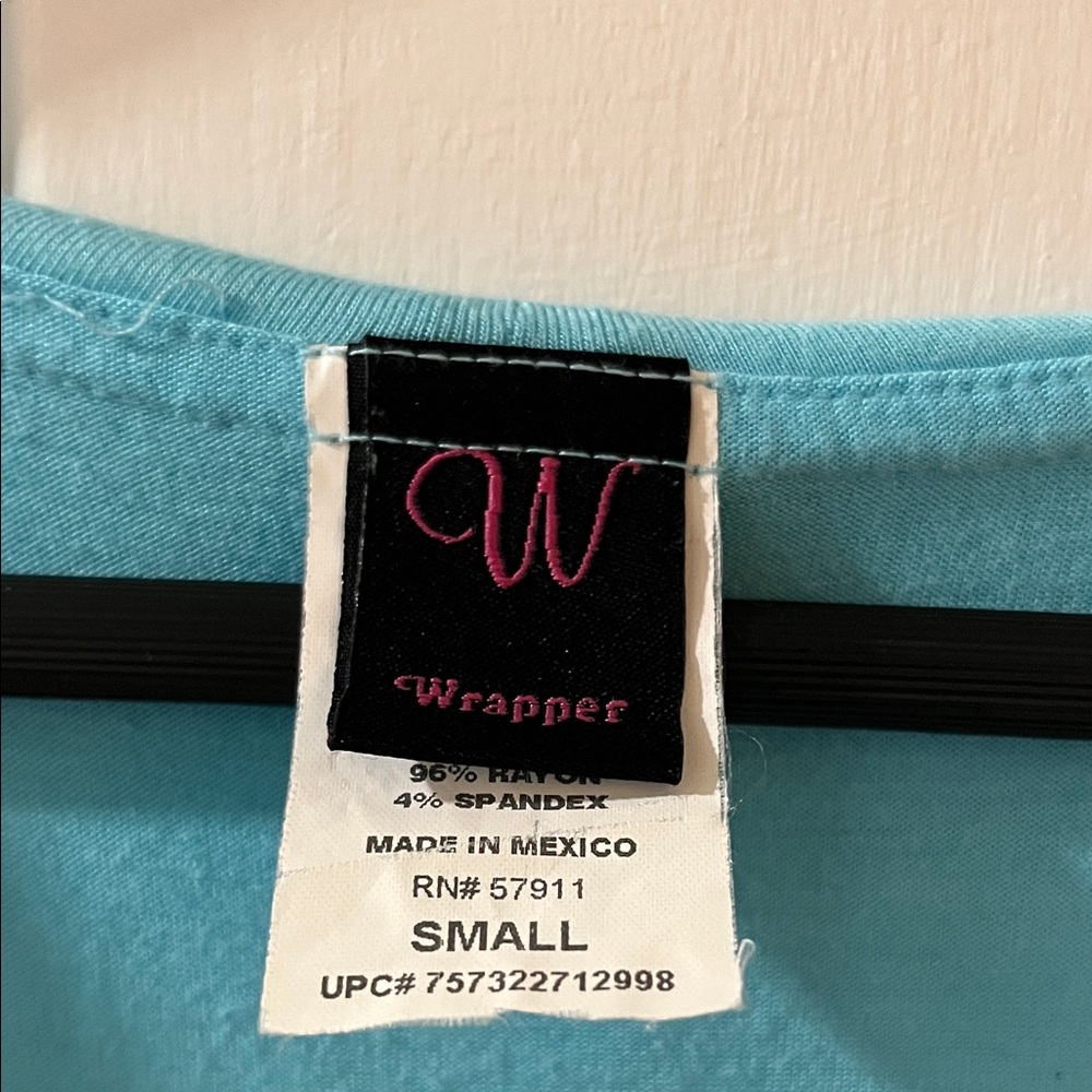 Wrapper Aqua Ruffle V-Neck Blouse - image 2